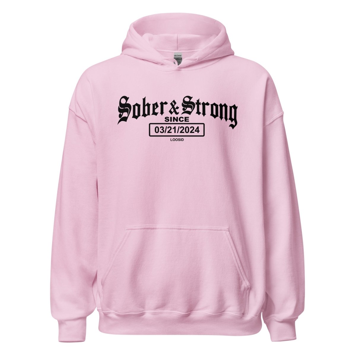 Old School Sober & Strong Recovery Hoodie back view (view 47)