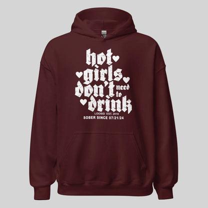 Hot Girls Don't Drink Recovery Hoodie side view (view 6)