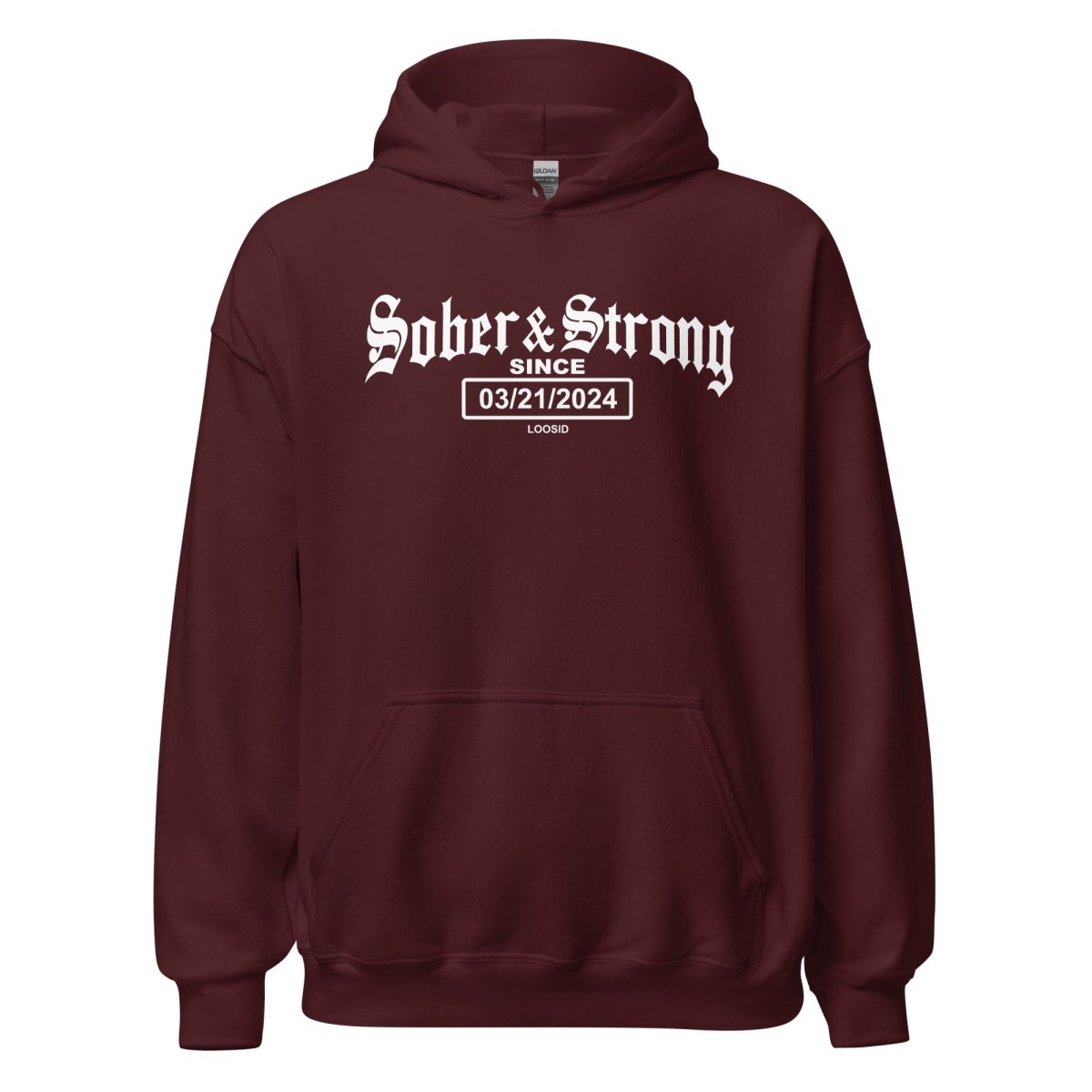 Old School Sober & Strong Recovery Hoodie back view (view 17)