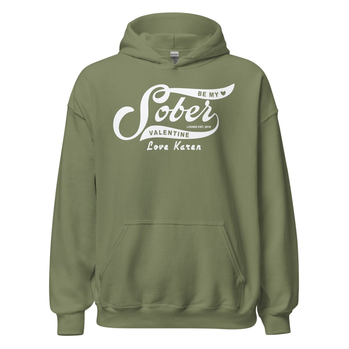 Be My Sober Valentine Hoodie w Personalized Name Recovery Hoodie close-up view (view 12)