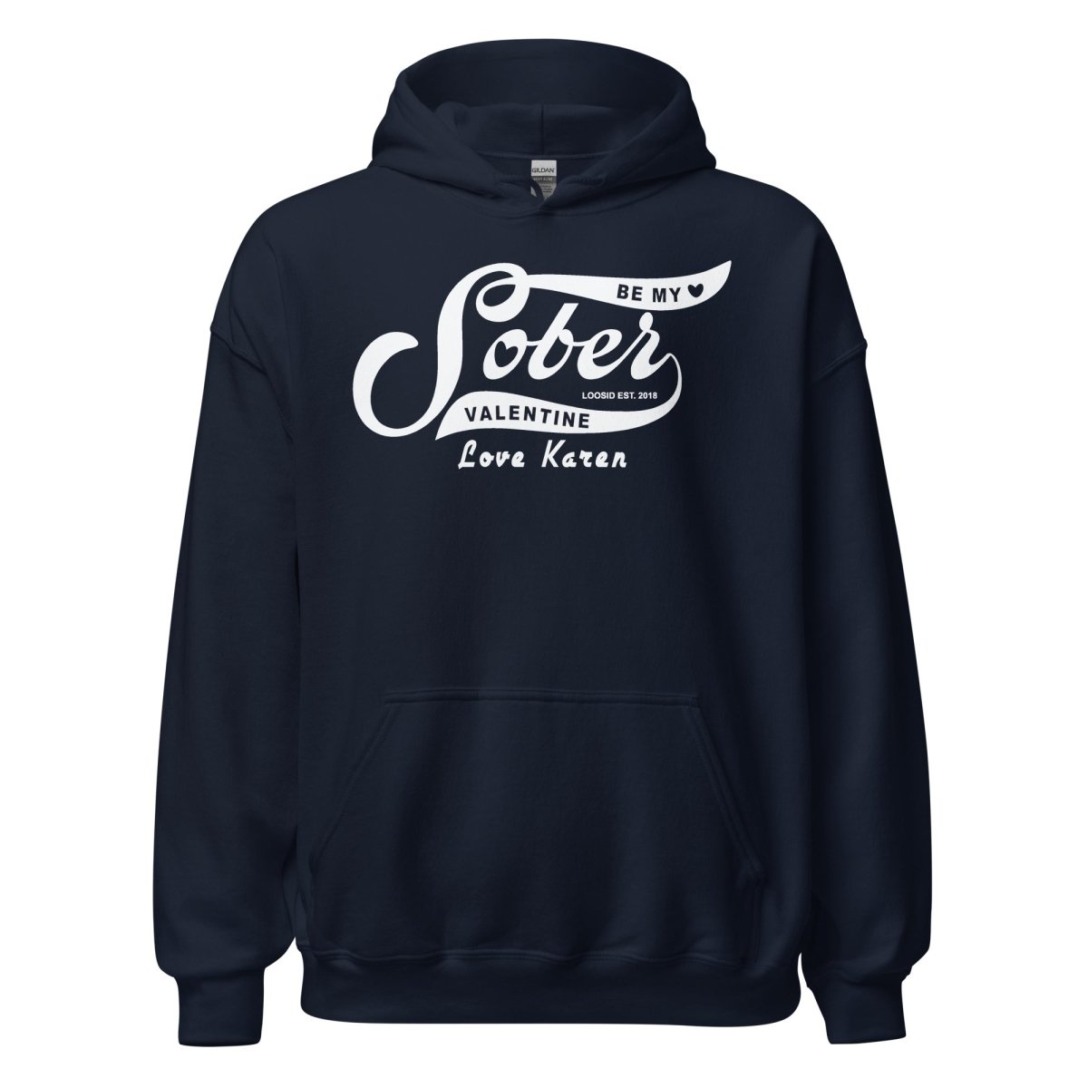Be My Sober Valentine Hoodie w Personalized Name Recovery Hoodie graphic detail (view 4)