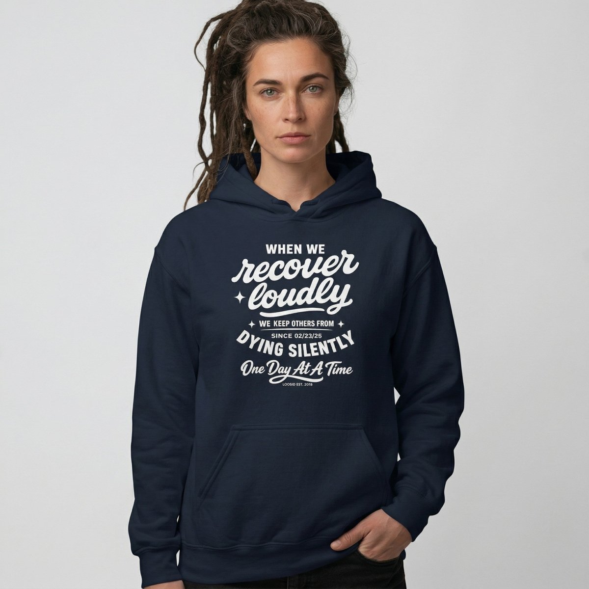 When we recover loudly Recovery Hoodie back view (view 7)