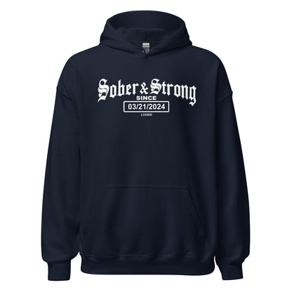 Old School Sober & Strong Recovery Hoodie back view (view 27)