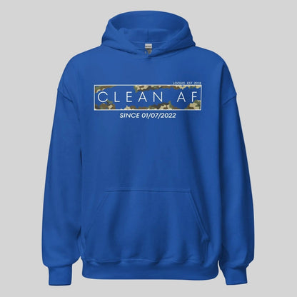 Clean AF Camo Recovery Hoodie flat lay styled image (view 23)