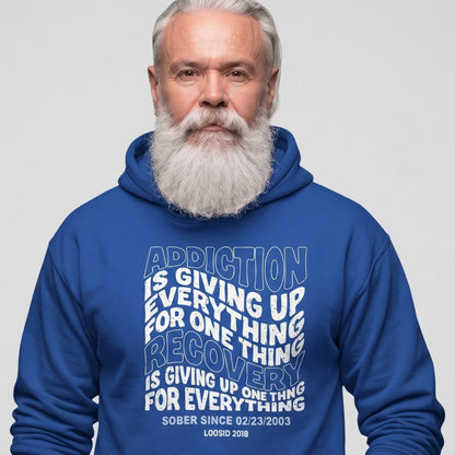 Addiction is Giving up Recovery Hoodie close-up view (view 32)