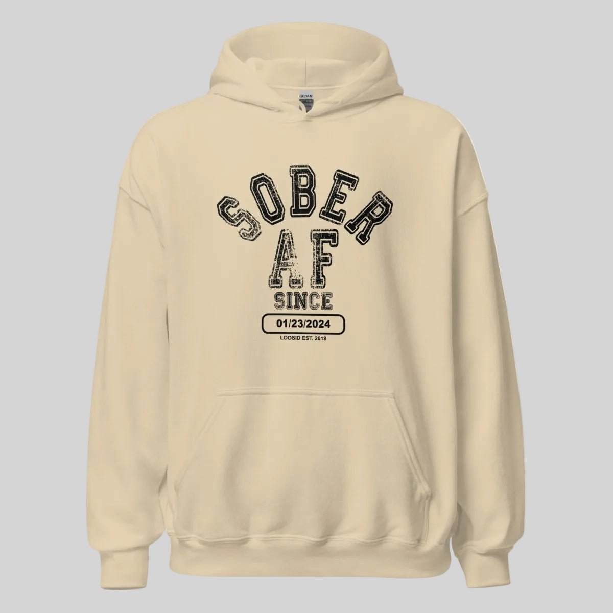 Recovery Hoodie | Sober AF Since Unisex Hoodie with Custom Sobriety Date