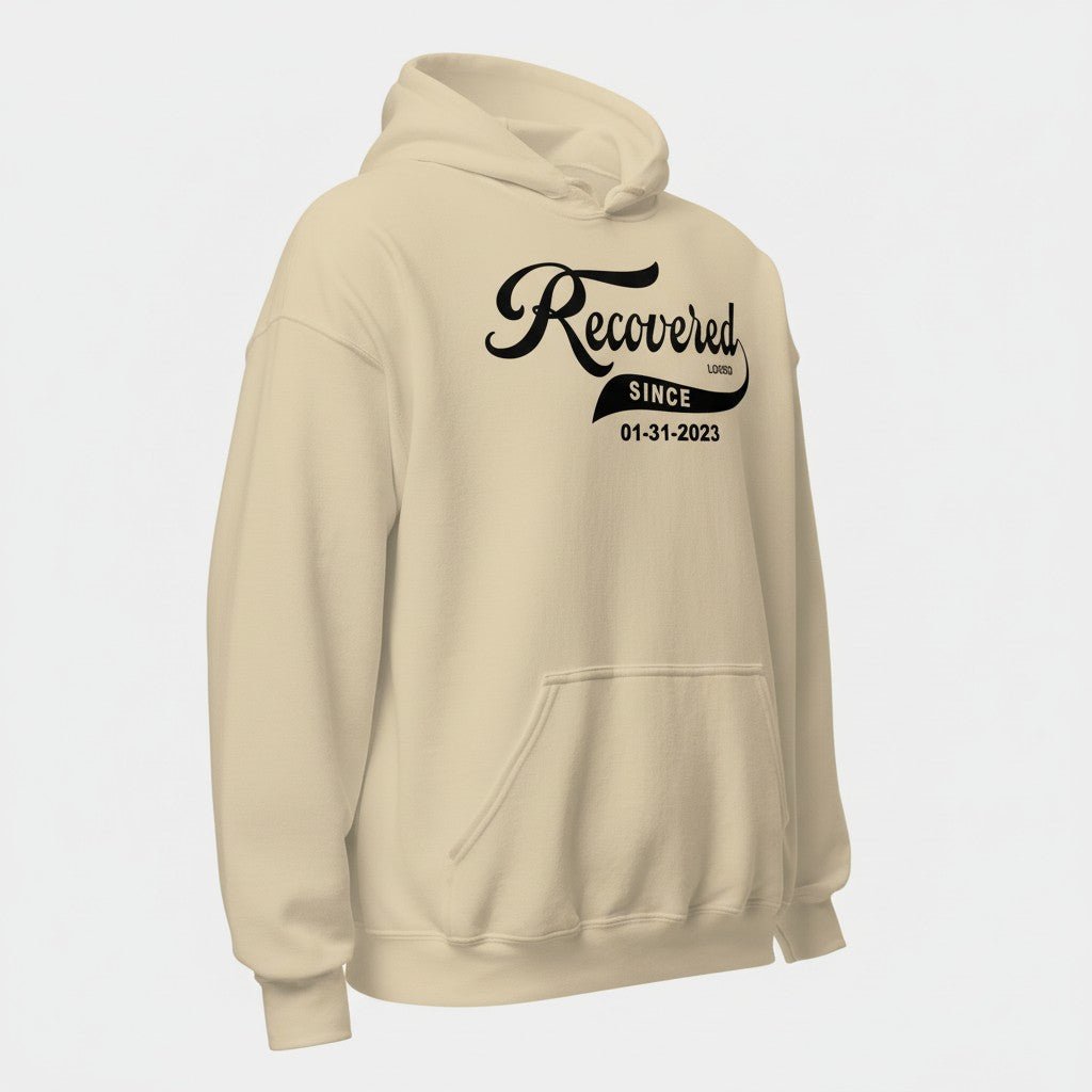 Recovered Since Recovery Hoodie flat lay styled image (view 23)