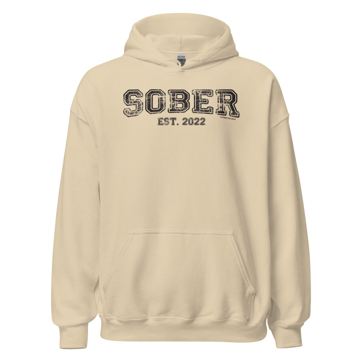 Sober Est. Hoodie w Personalized Sobriety Year Recovery Hoodie flat lay styled image (view 33)