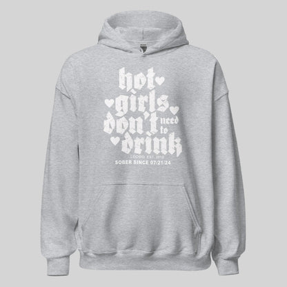 Hot Girls Don't Drink Recovery Hoodie close-up view (view 22)