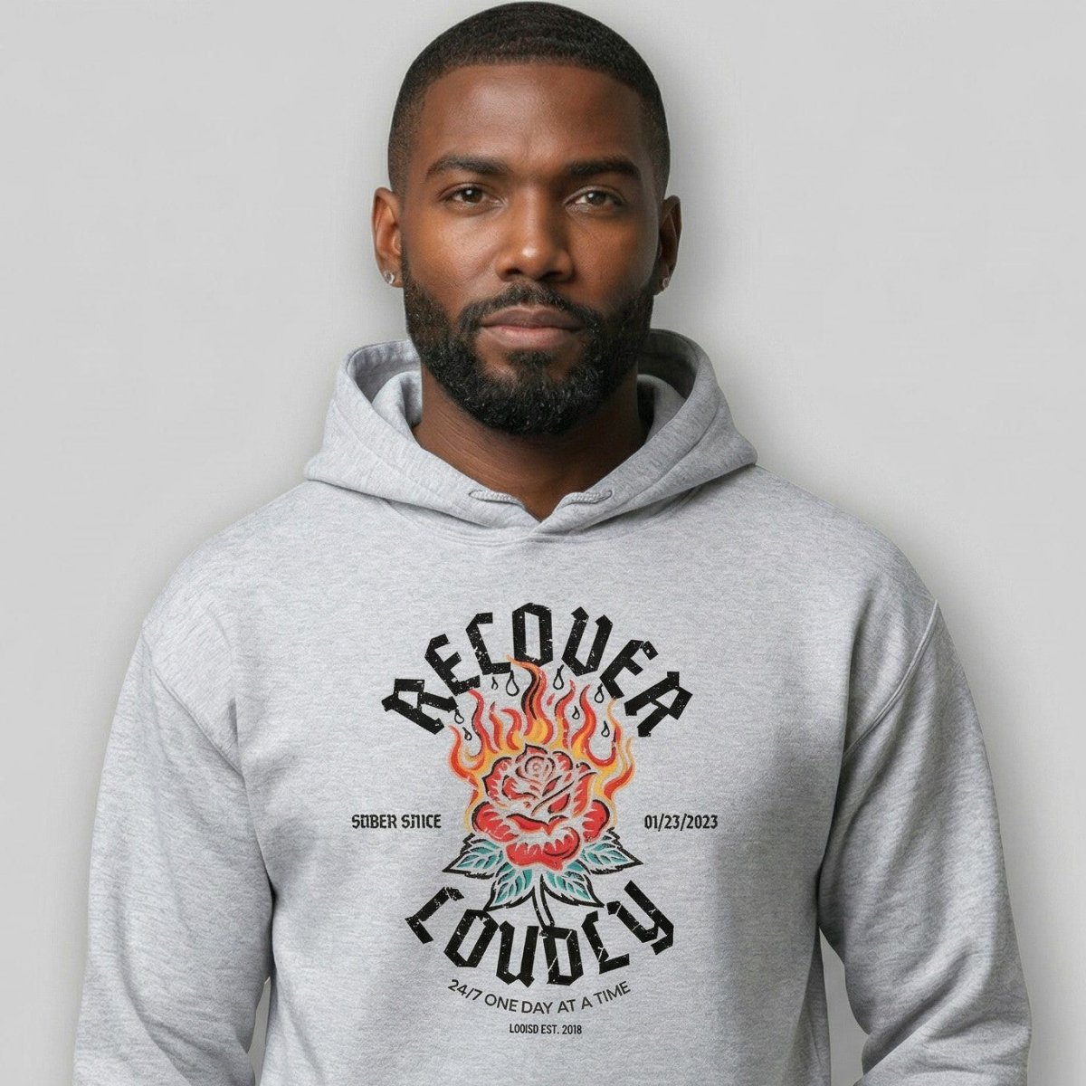 Recovery Hoodie | Recover Loudly Custom Sobriety Date Hoodie