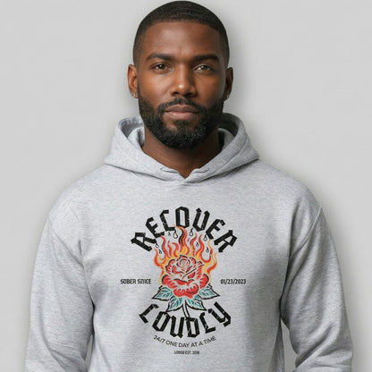 Recovery Hoodie | Recover Loudly Custom Sobriety Date Hoodie