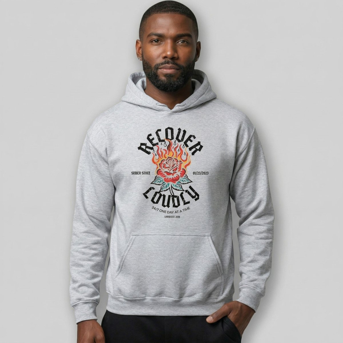 Recovery Hoodie | Recover Loudly Custom Sobriety Date Hoodie