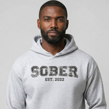 Men's Sober Est. Hoodie w/ Personalized Sobriety Year