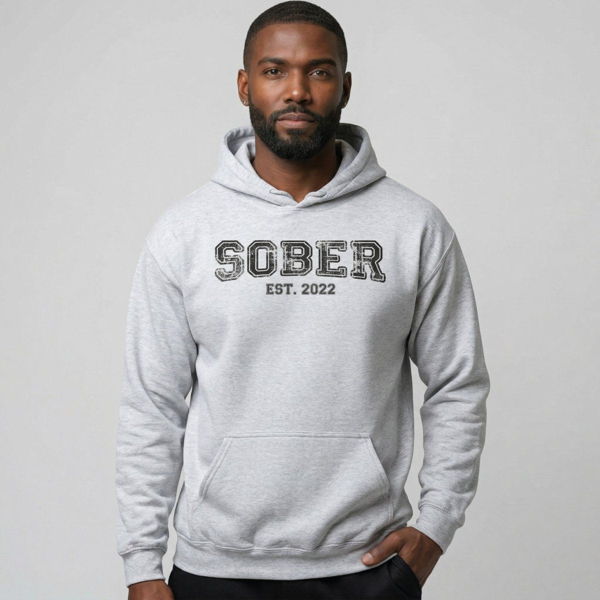 Men's Sober Est. Hoodie w/ Personalized Sobriety Year