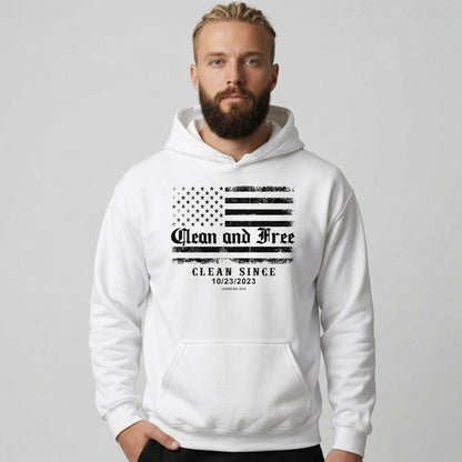 Clean and Free Custom Recovery Date Recovery Hoodie lifestyle view (view 25)