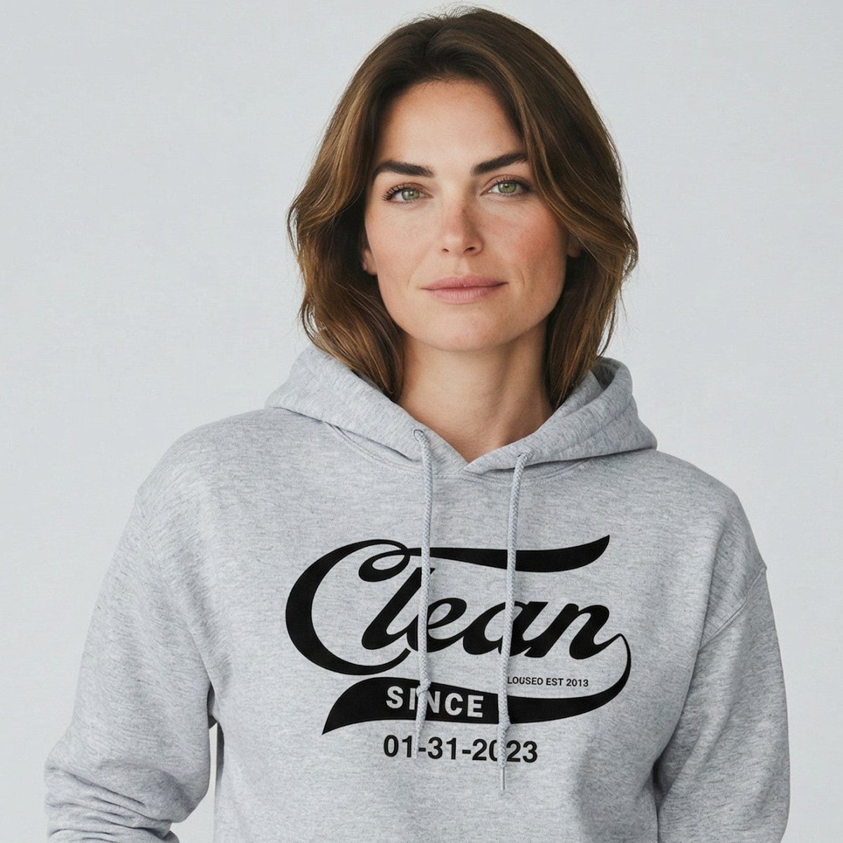 Clean Since Sober Recovery Hoodie flat lay styled image (view 23)