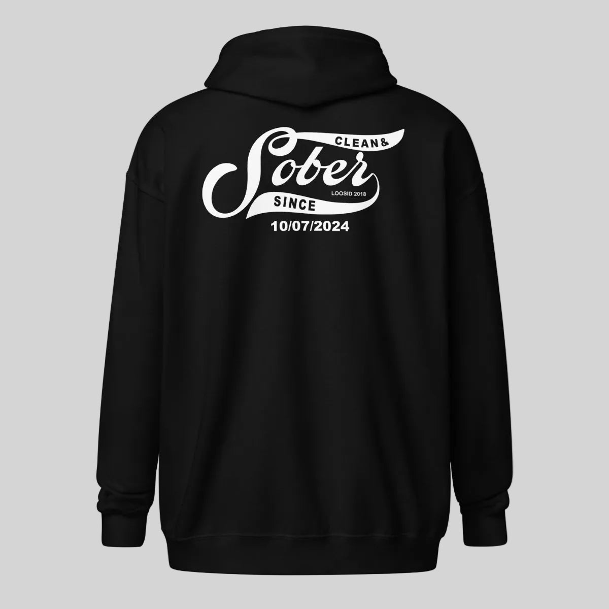 Sober Since Recovery Hoodie fit detail (view 9)