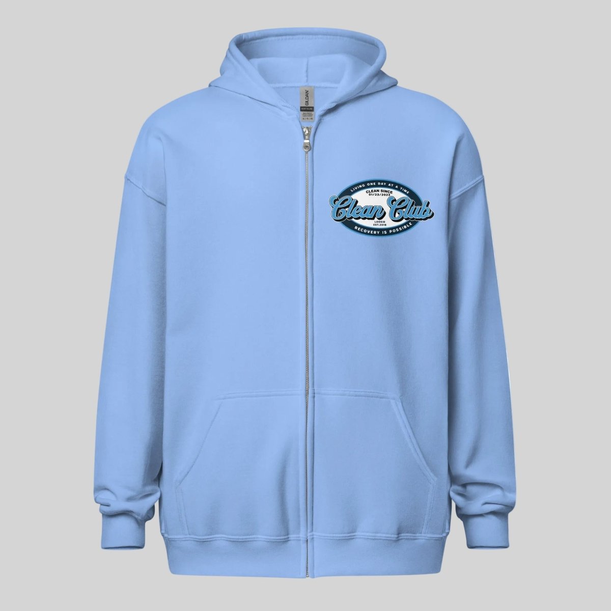 Clean Club Badge Unisex Zip Recovery Hoodie back view (view 27)
