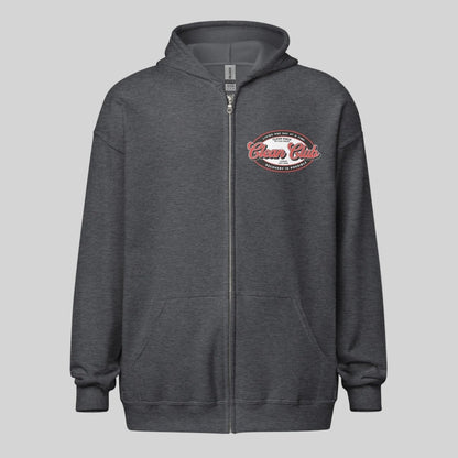 Clean Club Badge Unisex Zip Recovery Hoodie back view (view 7)