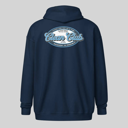 Clean Club Badge Unisex Zip Recovery Hoodie featuring the design (view 21)