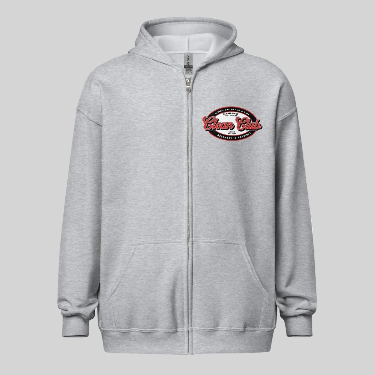 Clean Club Badge Unisex Zip Recovery Hoodie featuring the design (view 11)