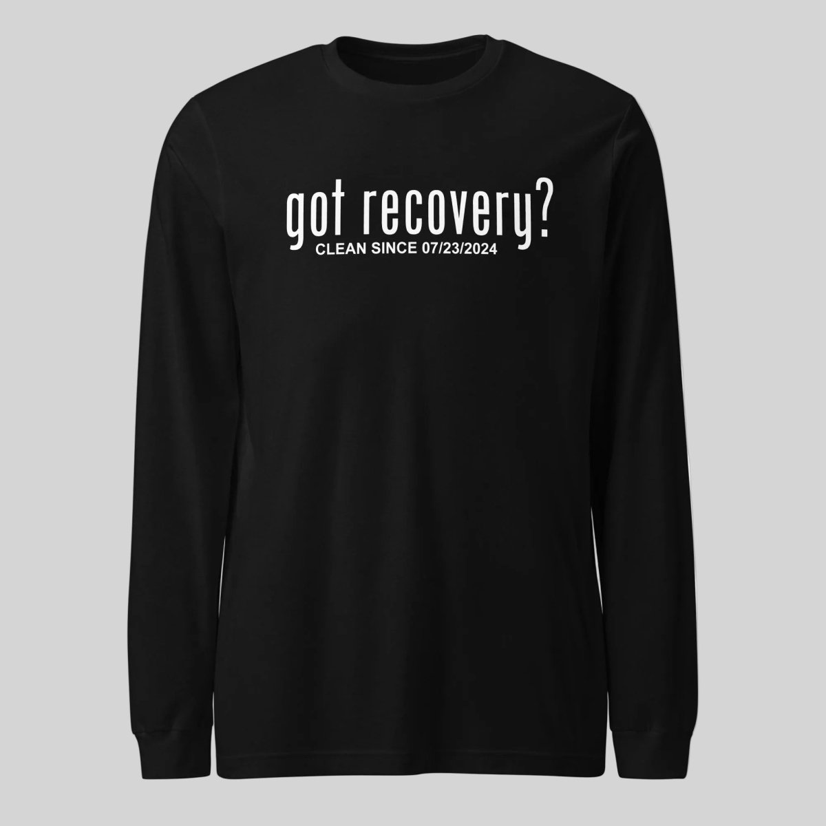 Long Sleeve Clean Sober T Shirt flat lay styled image (view 3)