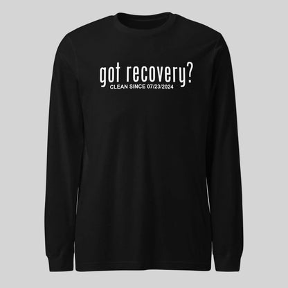 Long Sleeve Clean Sober T Shirt flat lay styled image (view 3)