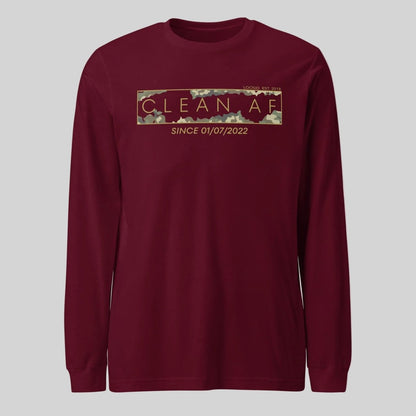 Clean AF Camo Long Sleeve Sober T Shirt featuring the design (view 11)
