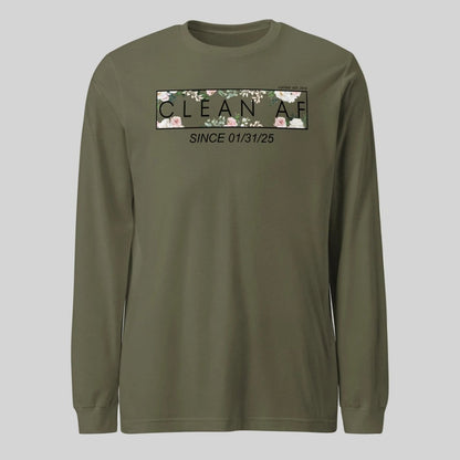Clean AF Flower Long Sleeve Sober T Shirt fit detail (view 19)