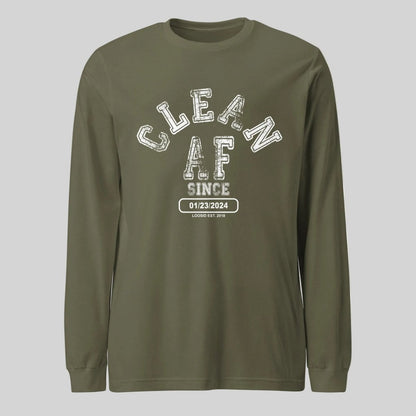Clean AF Long Sleeve Sober T Shirt flat lay styled image (view 23)