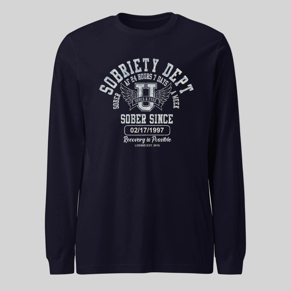 Sobriety Dept 24 7 Long Sleeve Sober T Shirt side view (view 6)
