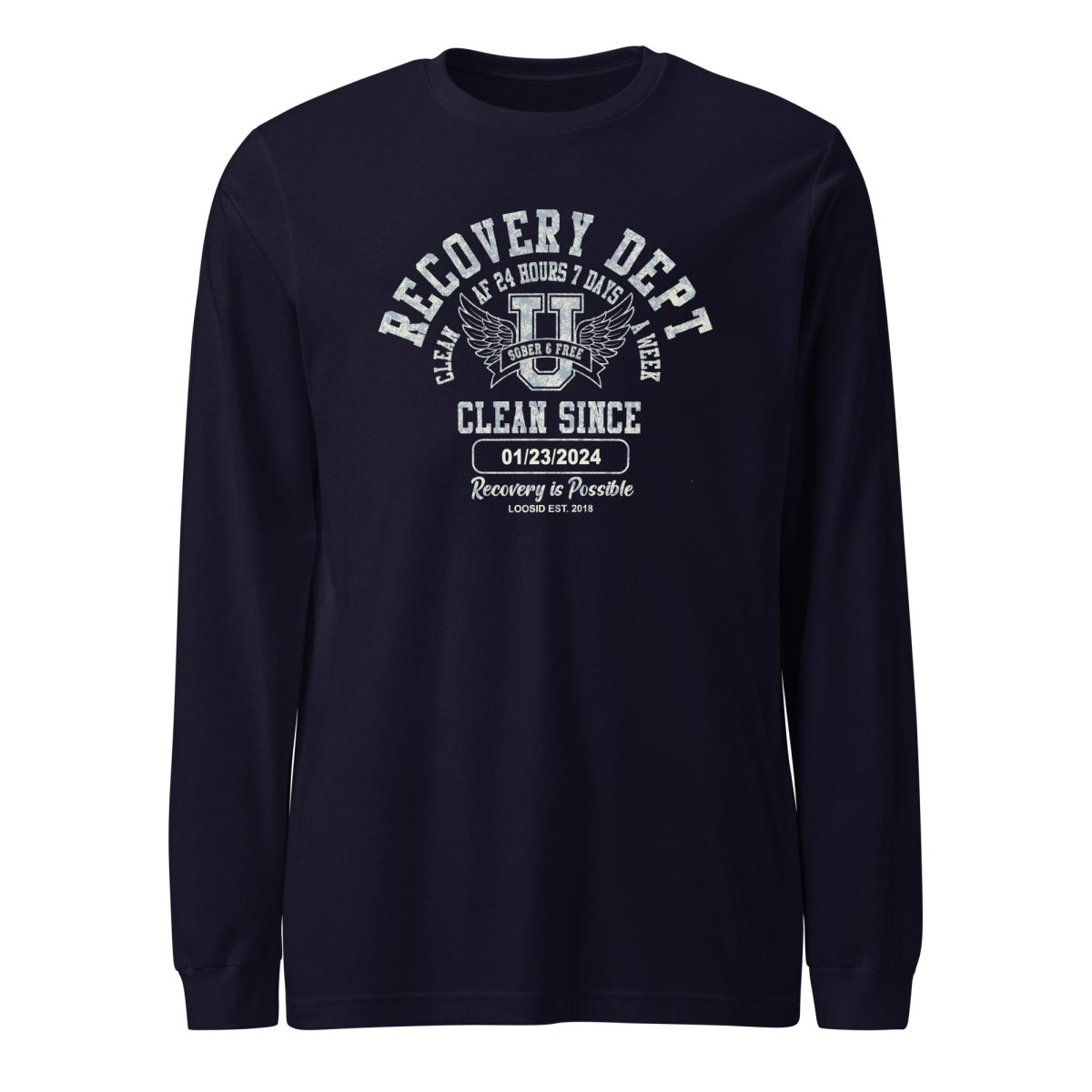 Recovery Dept Clean AF 24 7 Long Sleeve Sober T Shirt back view (view 7)