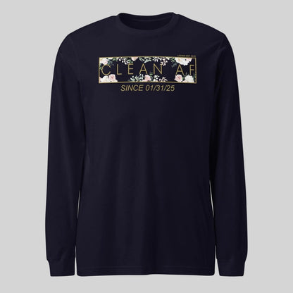 Clean AF Flower Long Sleeve Sober T Shirt back view (view 7)