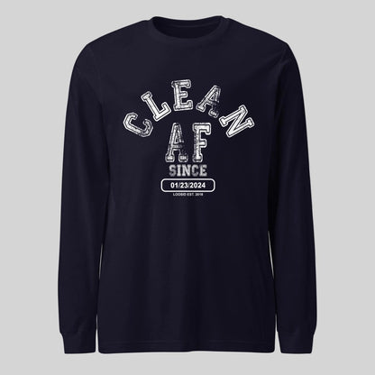 Clean AF Long Sleeve Sober T Shirt back view (view 7)