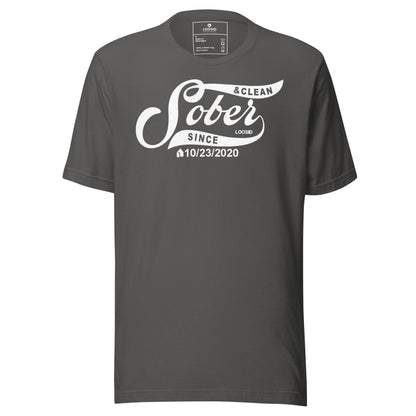 Mens Sober Since T-Shirt w/ Personalized Sobriety Date