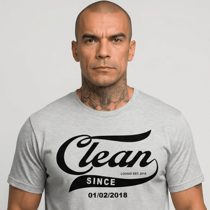 Clean Since Tee with Personalized Sobriety Date | Sober T Shirt