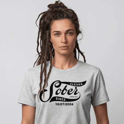 Sober T Shirt | Women’s Sober Since Top with Personalized Date
