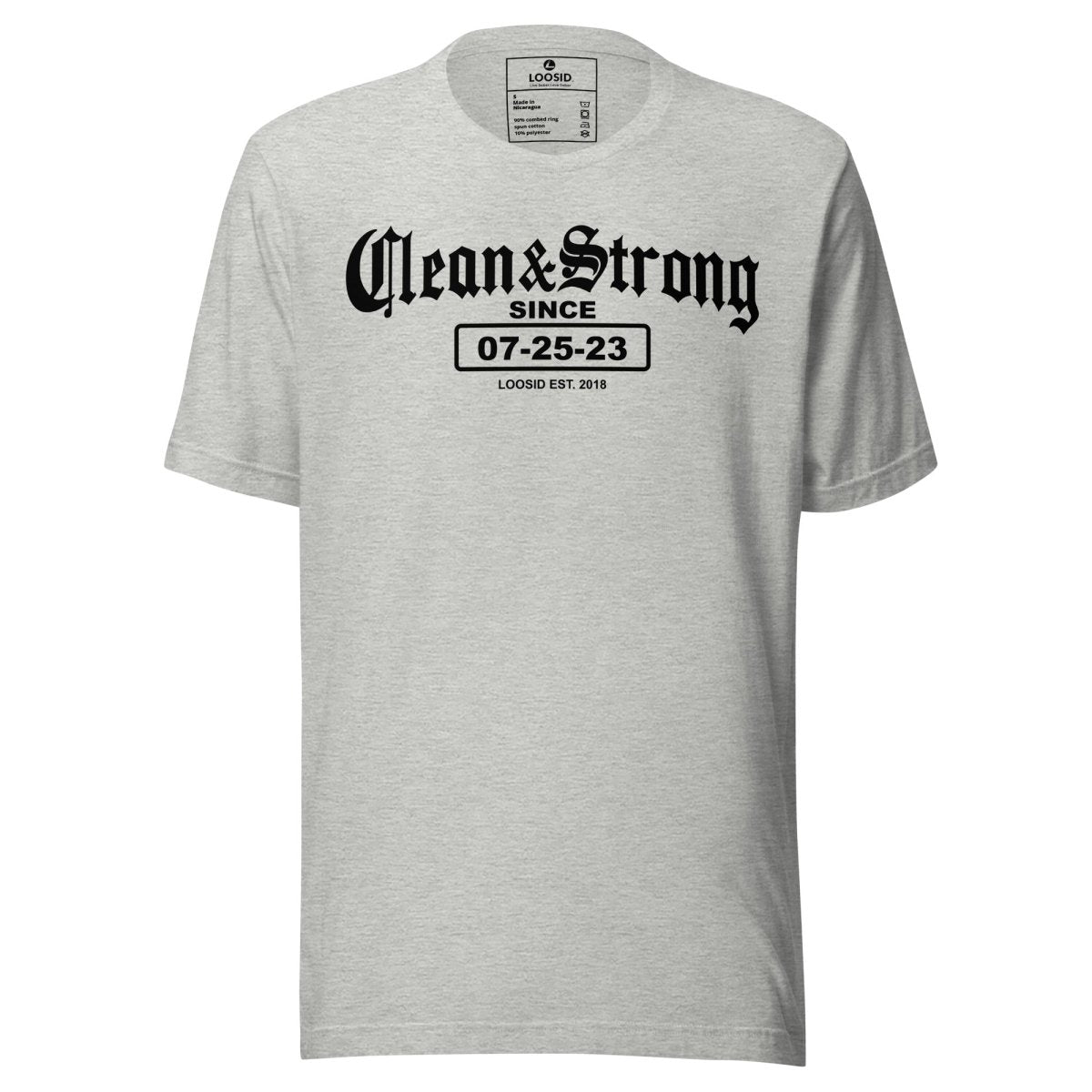 Clean & Strong Sober Sober T Shirt flat lay styled image (view 3)