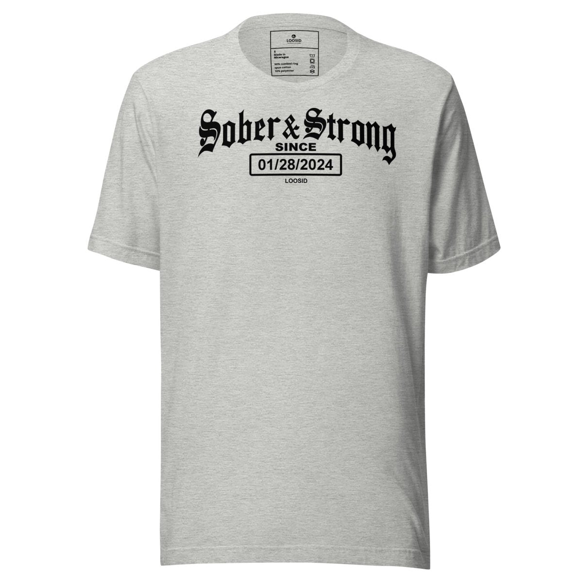 Old School Sober & Strong Sober T Shirt flat lay styled image (view 3)