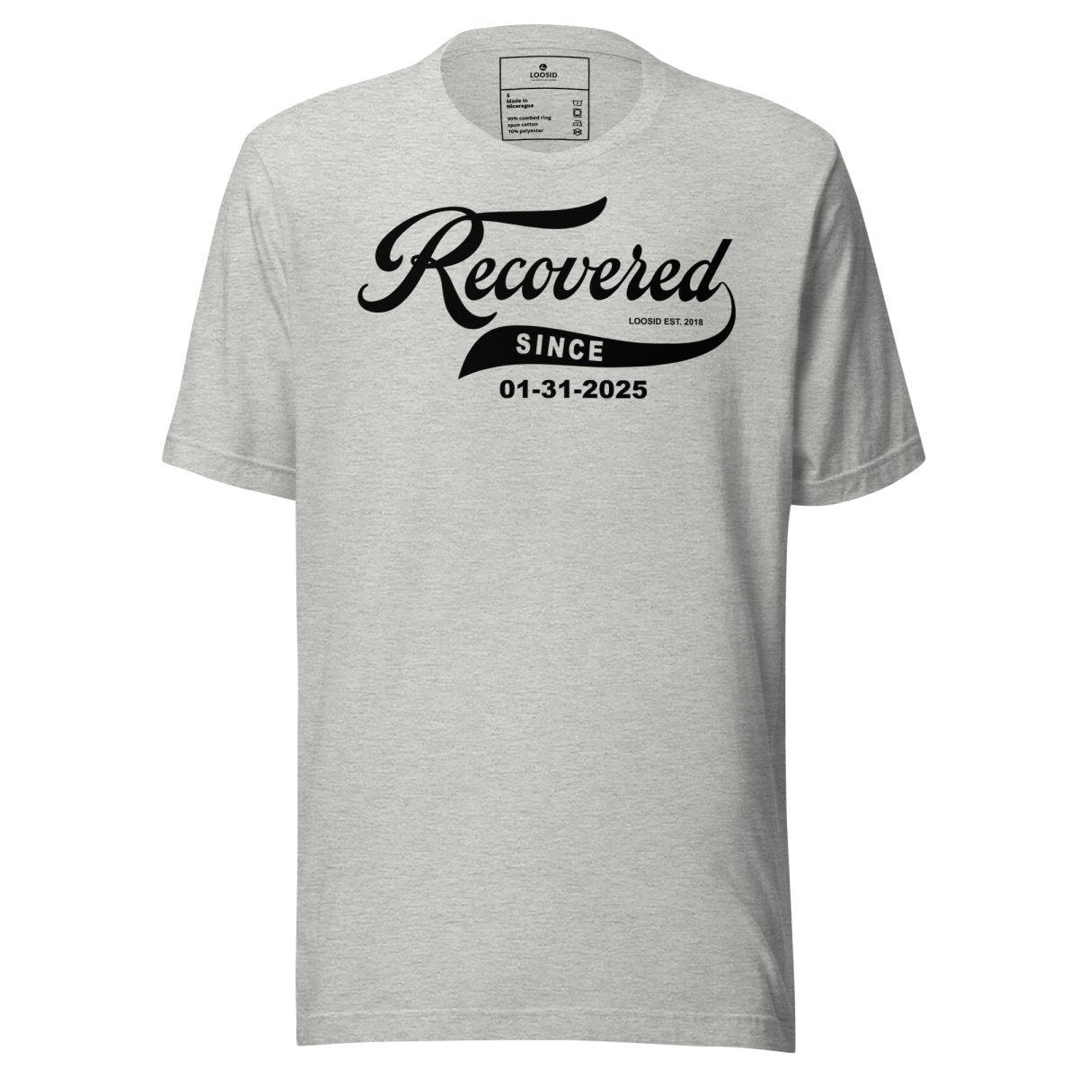 Recovered Since Sober T Shirt flat lay styled image (view 3)