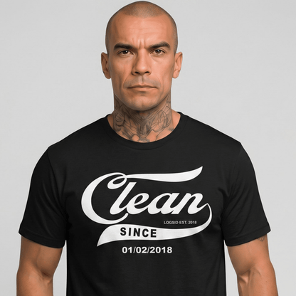 Clean Since Tee with Personalized Sobriety Date | Sober T Shirt