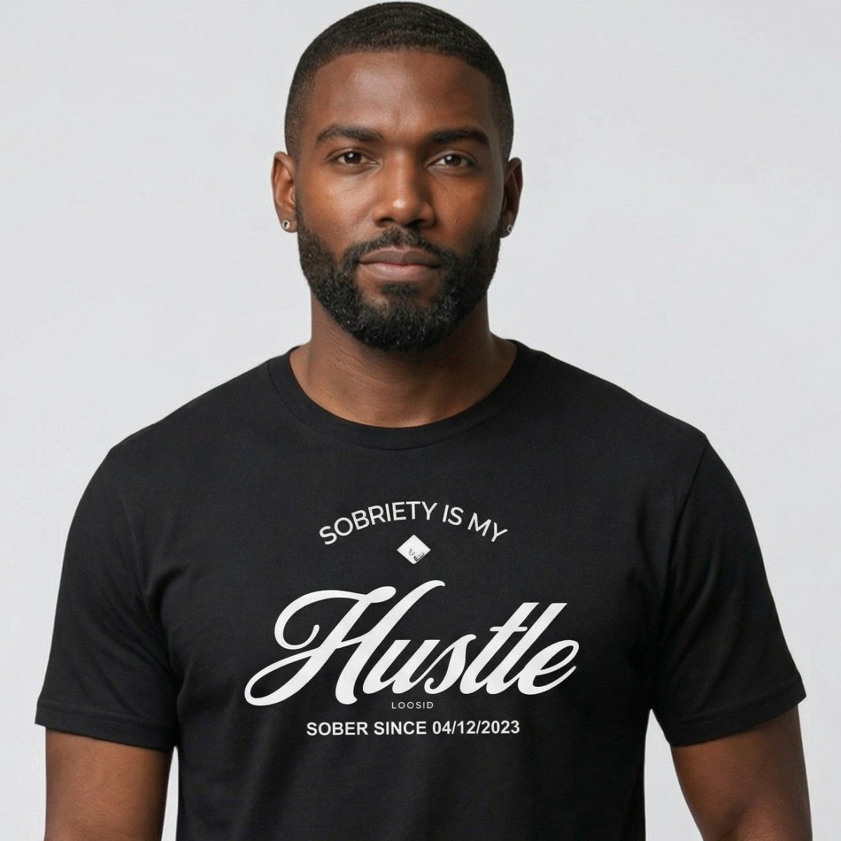 Hustle Men's Relaxed T-Shirt w/Personalize Sober Date