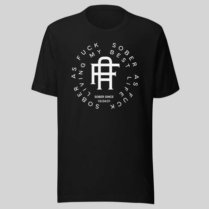 Living My Best Life Sober T Shirt flat lay styled image (view 3)
