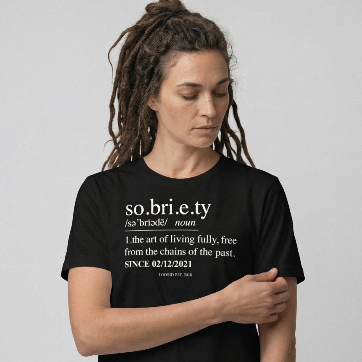 Sober T Shirt | Women's Sobriety Definition Tee with Custom Sober Date