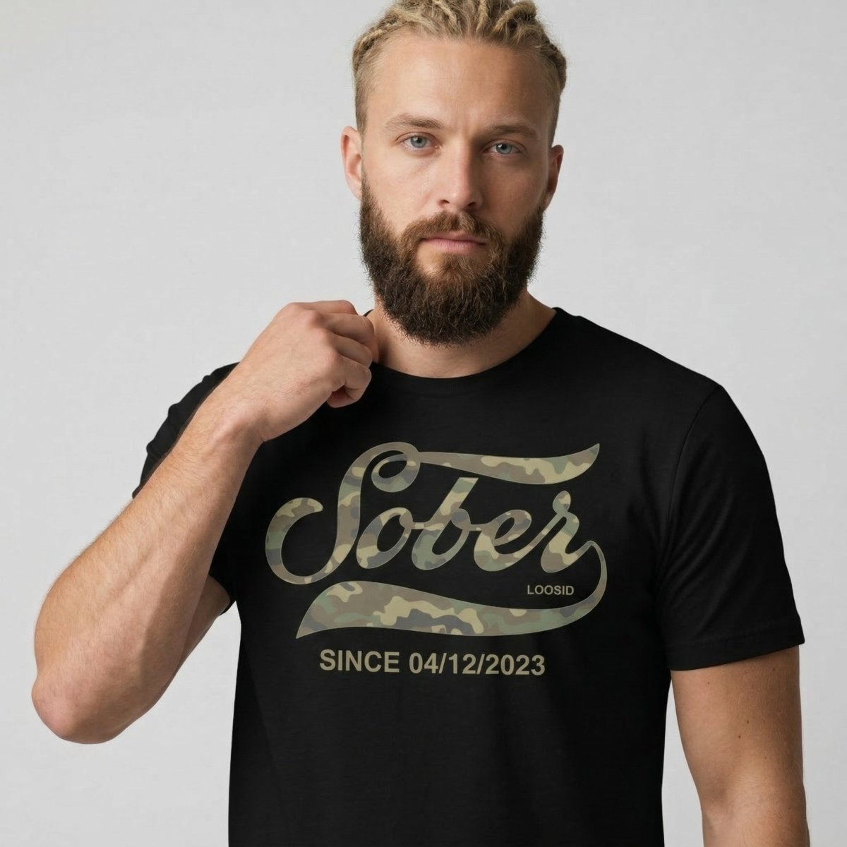 Sober T Shirt | Sober Since Camo Tee with Personalized Date
