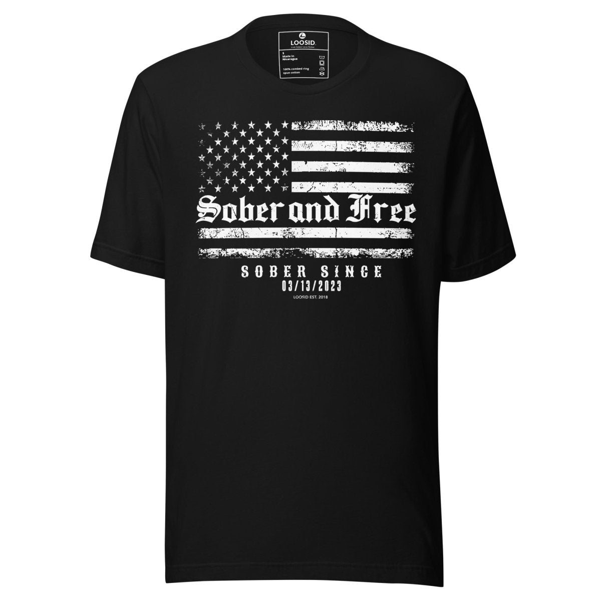 Sober and Free Sober T Shirt flat lay styled image (view 3)