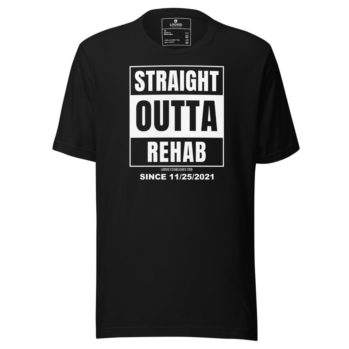 Straight Outta Rehab Sober T Shirt flat lay styled image (view 3)