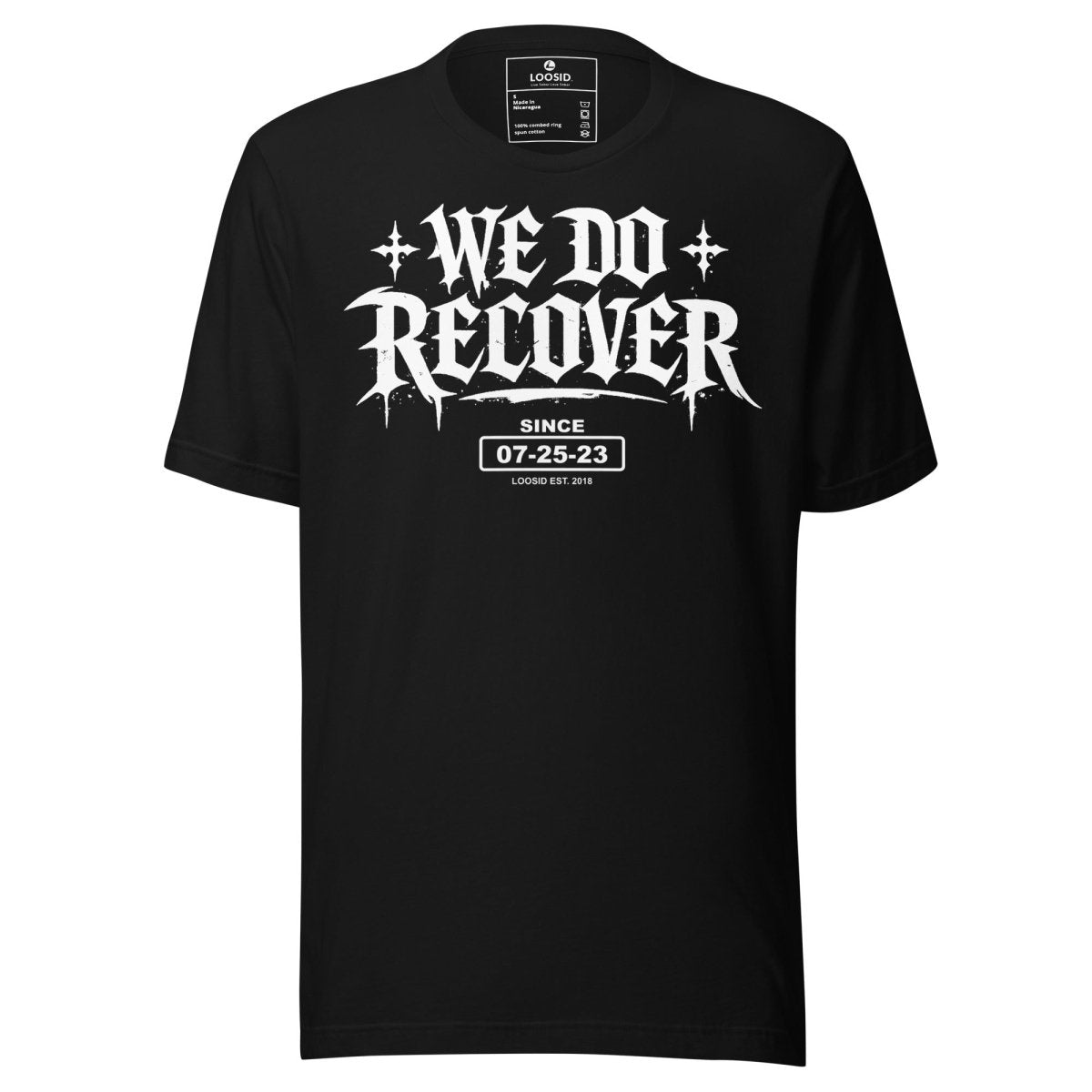 We Do Recover Female Sober T Shirt flat lay styled image (view 3)