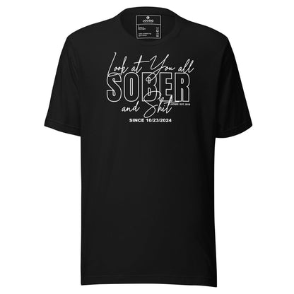 Look At You Sober Sober T Shirt flat lay styled image (view 3)
