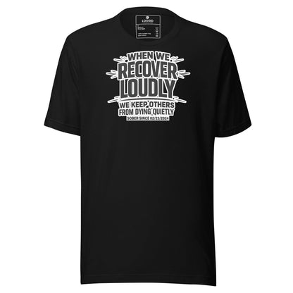 We Do Recover Sober T Shirt flat lay styled image (view 3)